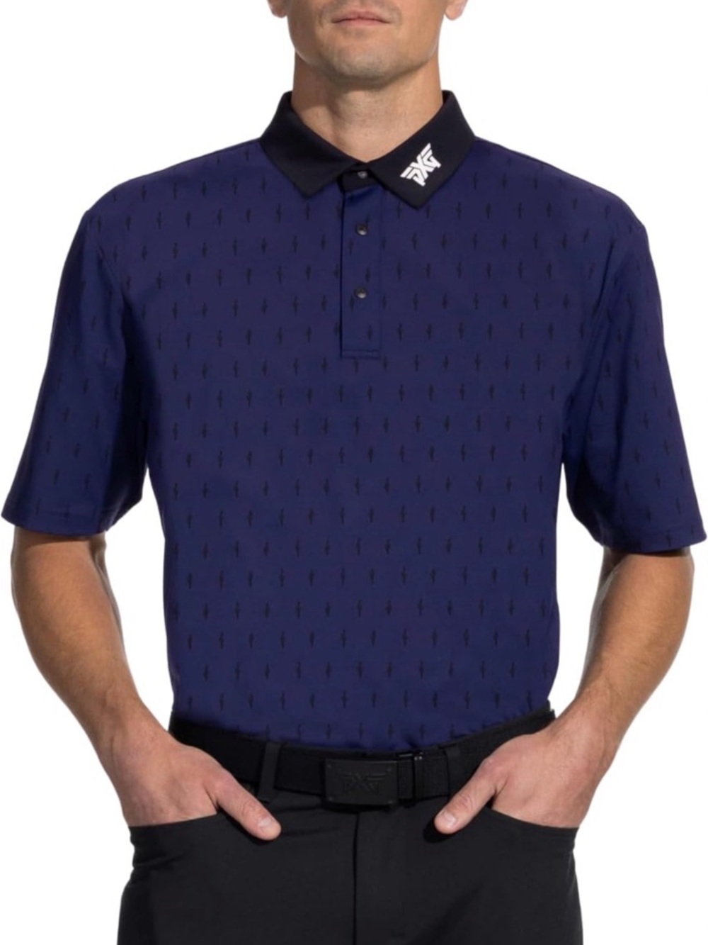 PXG Navy Polo with Black Contrast Collar
